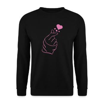 Finger heart k-pop K-drama 2 farben - Unisex Pullover - Schwarz - Vorne - Alina (178cm) & Michal (187cm)