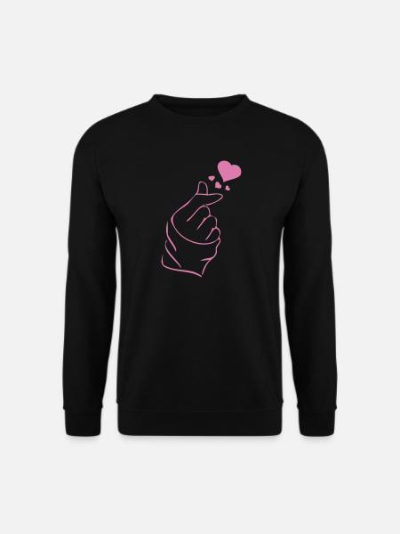 Finger heart k-pop K-drama 2 farben - Unisex Pullover - Schwarz