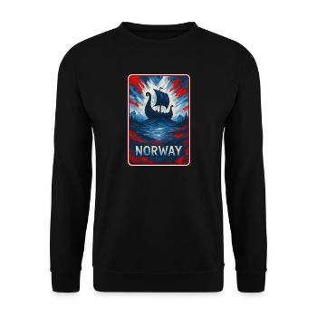 Norwegen Landschaft Flaggen Design - Unisex Pullover - Schwarz - Vorne - Alina (178cm) & Michal (187cm)