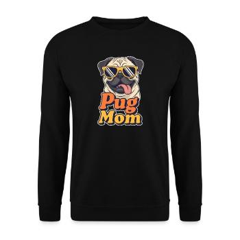 Pug Mom Sunglasses Retro Dog Mom - Unisex Sweatshirt - black - Front - Alina (178cm) & Michal (187cm)