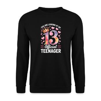 13th birthday teenager gift - Unisex Sweatshirt - black - Front - Alina (178cm) & Michal (187cm)