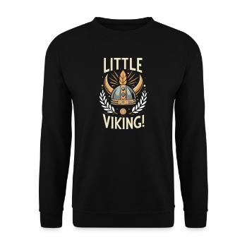 Kleiner gekrönter Wikinger - Unisex Pullover - Schwarz - Vorne - Alina (178cm) & Michal (187cm)