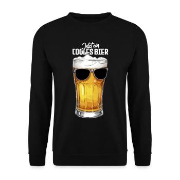 Cooles Bier mit Sonnenbrille für Bierkenner  - Unisex Pullover - Schwarz - Vorne - Alina (178cm) & Michal (187cm)