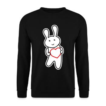 Häschen mit Herz: Liebe & Niedlichkeit - Unisex Pullover - Schwarz - Vorne - Alina (178cm) & Michal (187cm)