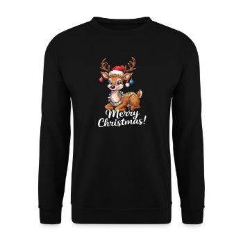 Pull de Noël renne Joyeux Noël drôle - Sweat-shirt Unisexe - noir - Devant - Alina (178cm) & Michal (187cm)
