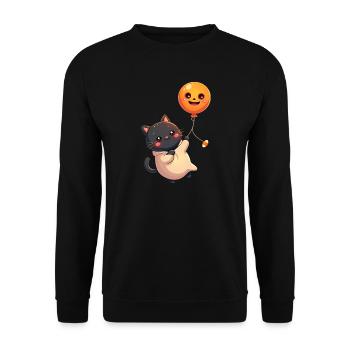 Halloween Cat with Halloween Pumpkin - Unisex Sweatshirt - black - Front - Alina (178cm) & Michal (187cm)