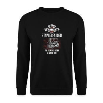 The Crazy Forklift Driver Irony Motif - Unisex Sweatshirt - black - Front - Alina (178cm) & Michal (187cm)