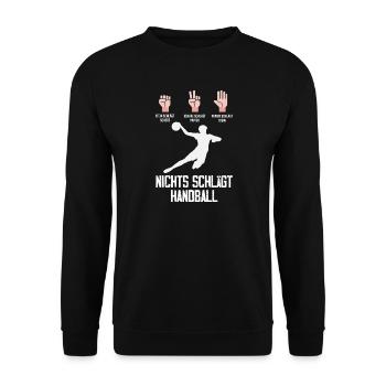 Handballspieler Handball Handballer Geschenke - Unisex Pullover - Schwarz - Vorne - Alina (178cm) & Michal (187cm)
