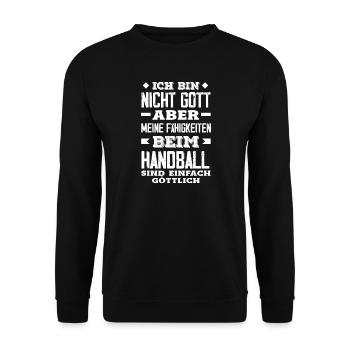 Handballspieler Handball Handballer Geschenke - Unisex Pullover - Schwarz - Vorne - Alina (178cm) & Michal (187cm)