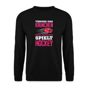 Funny Hockey Hockey Player Gift - Unisex Sweatshirt - black - Front - Alina (178cm) & Michal (187cm)