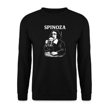 Spinoza Bier Philosoph - Unisex Pullover - Schwarz - Vorne - Alina (178cm) & Michal (187cm)