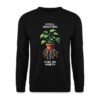 Still Rooting for My Party | Plant Humor - Unisex Sweatshirt - black - Front - Alina (178cm) & Michal (187cm)