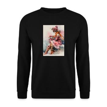 Winter Girl in Watercolor and Gifts - Unisex Sweatshirt - black - Front - Alina (178cm) & Michal (187cm)