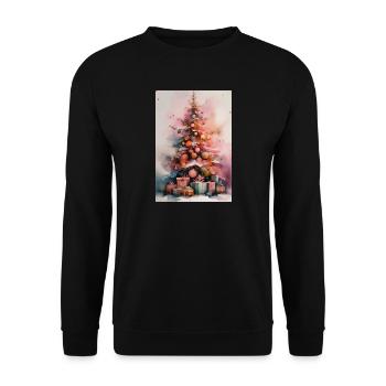Pastellfarbener Aquarell-Weihnachtsbaum - Unisex Pullover - Schwarz - Vorne - Alina (178cm) & Michal (187cm)