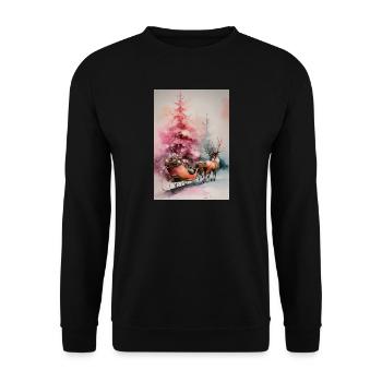 Pastel Christmas Sleigh - Unisex Sweatshirt - black - Front - Alina (178cm) & Michal (187cm)