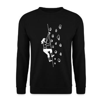 Bouldern Shirt Damen – Grafik Minimalismus - Unisex Pullover - Schwarz - Vorne - Alina (178cm) & Michal (187cm)