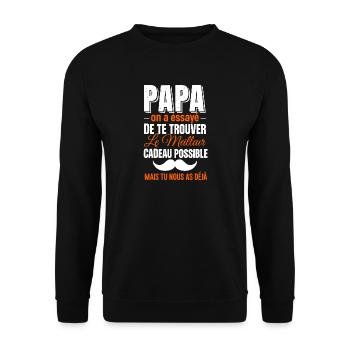 Papa en quête du cadeau parfait - Sweat-shirt Unisexe - noir - Devant - Alina (178cm) & Michal (187cm)