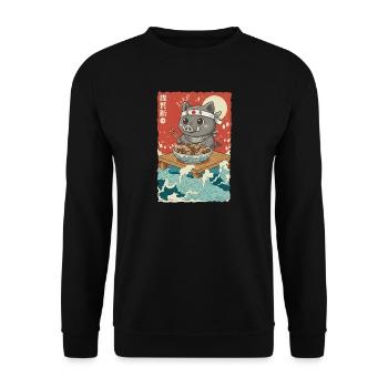 Anime Wild Boar - Unisex Sweatshirt - black - Front - Alina (178cm) & Michal (187cm)