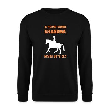 A Horse Riding Grandma - Unisex Sweatshirt - black - Front - Alina (178cm) & Michal (187cm)