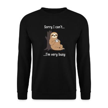 Funny Sloth Coffee Busy Statement - Unisex Sweatshirt - black - Front - Alina (178cm) & Michal (187cm)
