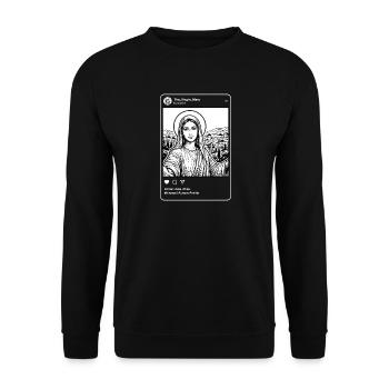 Selfie de Mary Nazareth - Mème religieux drôle - Sweat-shirt Unisexe - noir - Devant - Alina (178cm) & Michal (187cm)