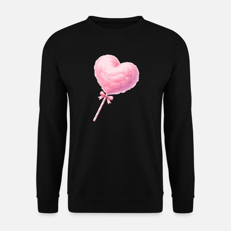 Rosa Zuckerwatte Herz Illustration - Unisex Pullover - Schwarz