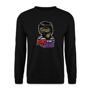 Emo Dinosaur, Sad Dino, Emotional - Unisex Sweatshirt - black - Front - Alina (178cm) & Michal (187cm)