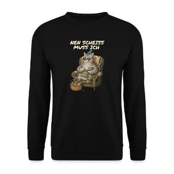 Lustiger Spruch Katzen Mama Häkeln - Unisex Pullover - Schwarz - Vorne - Alina (178cm) & Michal (187cm)