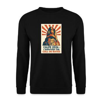 Calpe 2026 Vintage-Radsportplakat - Unisex Pullover - Schwarz - Vorne - Alina (178cm) & Michal (187cm)