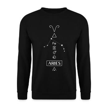 Aries - Widder Sternzeichen - weiss - Unisex Pullover - Schwarz - Vorne - Alina (178cm) & Michal (187cm)