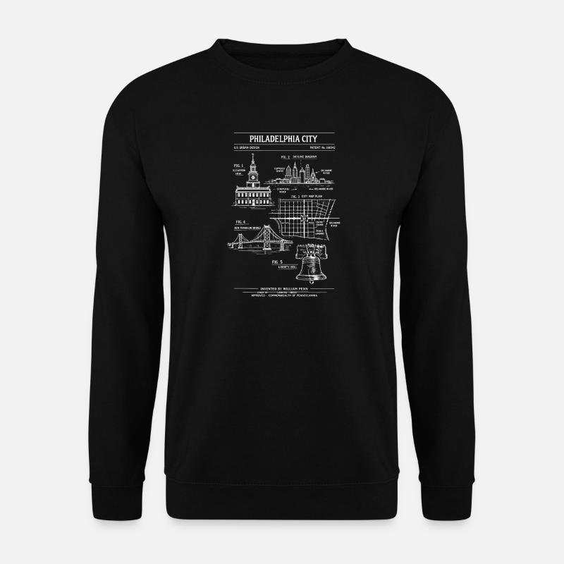 Philadelphia Skyline-Bauplan - Unisex Pullover - Schwarz