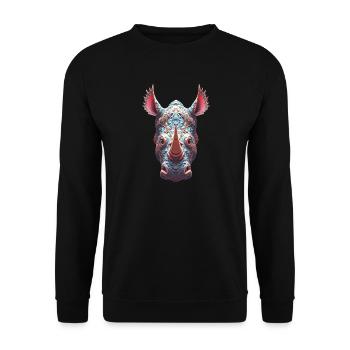 Ornate Rhino Portrait - Psychedelic Spirit Mask - Unisex Sweatshirt - black - Front - Alina (178cm) & Michal (187cm)