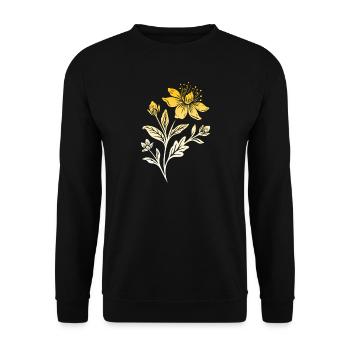 Johanniskraut für Mittsommer Litha - Unisex Pullover - Schwarz - Vorne - Alina (178cm) & Michal (187cm)
