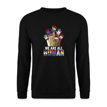 Mois de la fierté LGBTQ - Nous sommes tous humains - Sweat-shirt Unisexe - noir - Devant - Alina (178cm) & Michal (187cm)