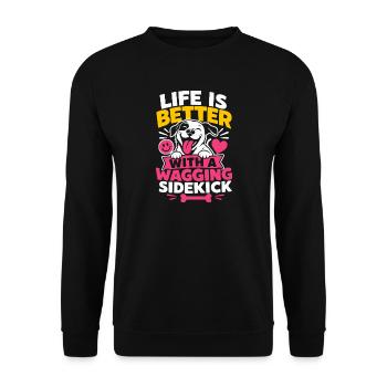 La vie est meilleure avec un acolyte qui balance - Sweat-shirt Unisexe - noir - Devant - Alina (178cm) & Michal (187cm)