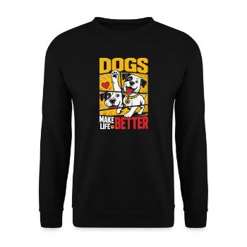 Les chiens rendent la vie meilleure dans le design de bandes dessinées - Sweat-shirt Unisexe - noir - Devant - Alina (178cm) & Michal (187cm)