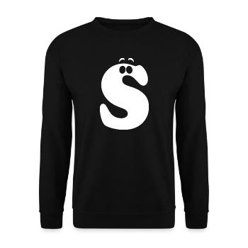 Large S Style Print | Letter S funny S logo - Unisex Sweatshirt - black - Front - Alina (178cm) & Michal (187cm)