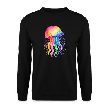 Illustration aquarelle de méduse colorée - Sweat-shirt Unisexe - noir - Devant - Alina (178cm) & Michal (187cm)