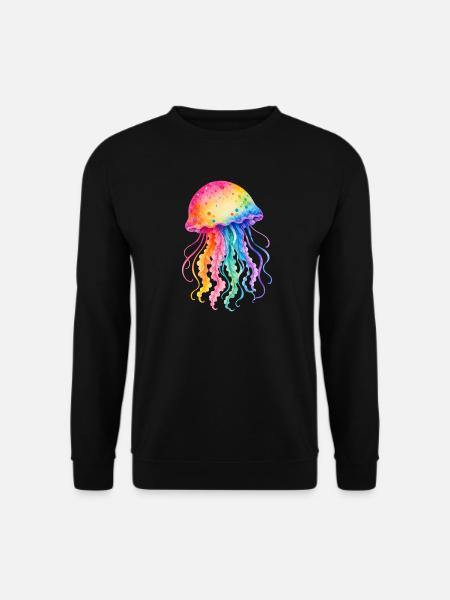 Bunte Qualle Aquarell Illustration - Unisex Pullover - Schwarz