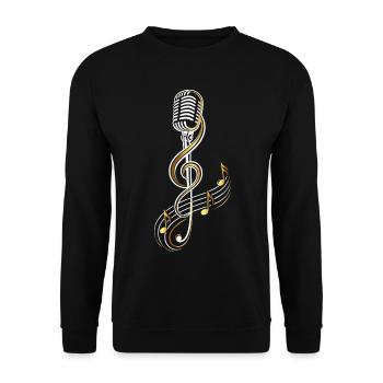 Microphone vintage avec clé de sol – Musique - Sweat-shirt Unisexe - noir - Devant - Alina (178cm) & Michal (187cm)