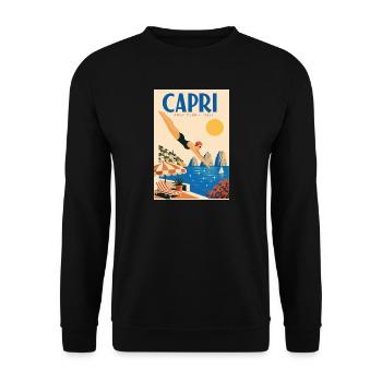 Capri in Italien entdecken – Mittelmeerinsel - Unisex Pullover - Schwarz - Vorne - Alina (178cm) & Michal (187cm)