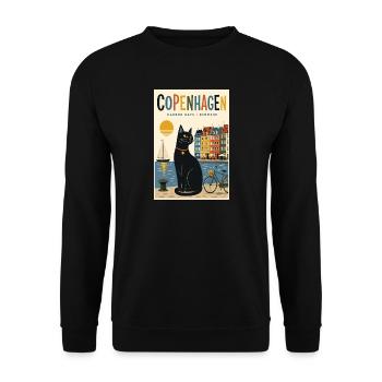 Erleben Sie den skandinavischen Charme von Kopenhagen, Dänemark - Unisex Pullover - Schwarz - Vorne - Alina (178cm) & Michal (187cm)