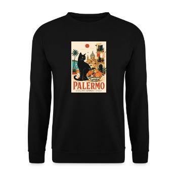 Entdecken Sie Palermo in Italien – Sizilianischer Sommercharme - Unisex Pullover - Schwarz - Vorne - Alina (178cm) & Michal (187cm)