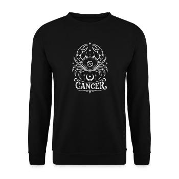 Sternzeichen Krebs - Elegantes Line Art Astrologie - Unisex Pullover - Schwarz - Vorne - Alina (178cm) & Michal (187cm)