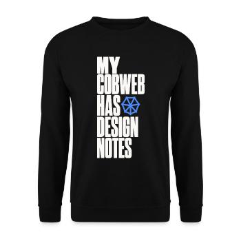 Spinnennetz – My Cobweb Has Design Notes - Unisex Pullover - Schwarz - Vorne - Alina (178cm) & Michal (187cm)