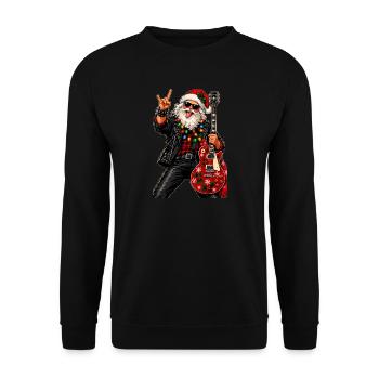 Santa Rock Weihnachtsgitarre - Unisex Pullover - Schwarz - Vorne - Alina (178cm) & Michal (187cm)