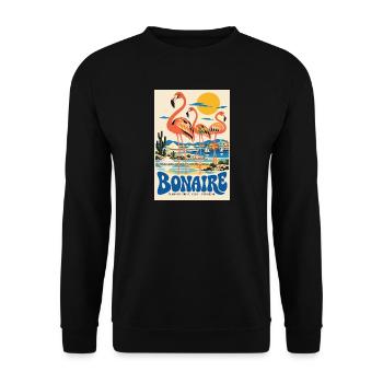 Erleben Sie Bonaire und retro niederländische Karibik-Vibes - Unisex Pullover - Schwarz - Vorne - Alina (178cm) & Michal (187cm)