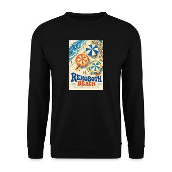 Erkunden Sie den Rehoboth Beach in Delaware Retro Seaside - Unisex Pullover - Schwarz - Vorne - Alina (178cm) & Michal (187cm)
