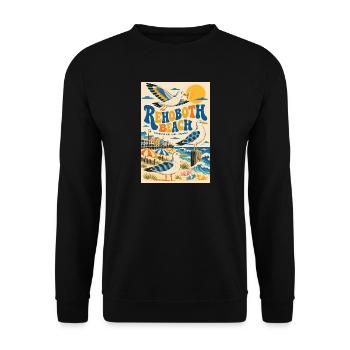 Erleben Sie Rehoboth Beach, Delaware Retro Seaside - Unisex Pullover - Schwarz - Vorne - Alina (178cm) & Michal (187cm)
