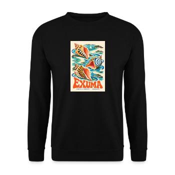Erleben Sie Exuma auf den Bahamas – Retro-Insel-Tagträume - Unisex Pullover - Schwarz - Vorne - Alina (178cm) & Michal (187cm)